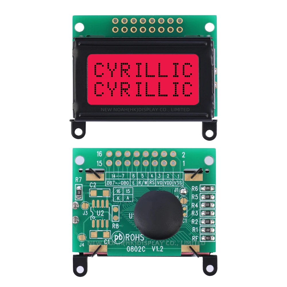 Cyrillic Red Light Black Letters 0802C Character LCD Display Screen 2X8 LCD 3.3V Or 5V Ultra Small Module With Ear Hook Hole 8X2