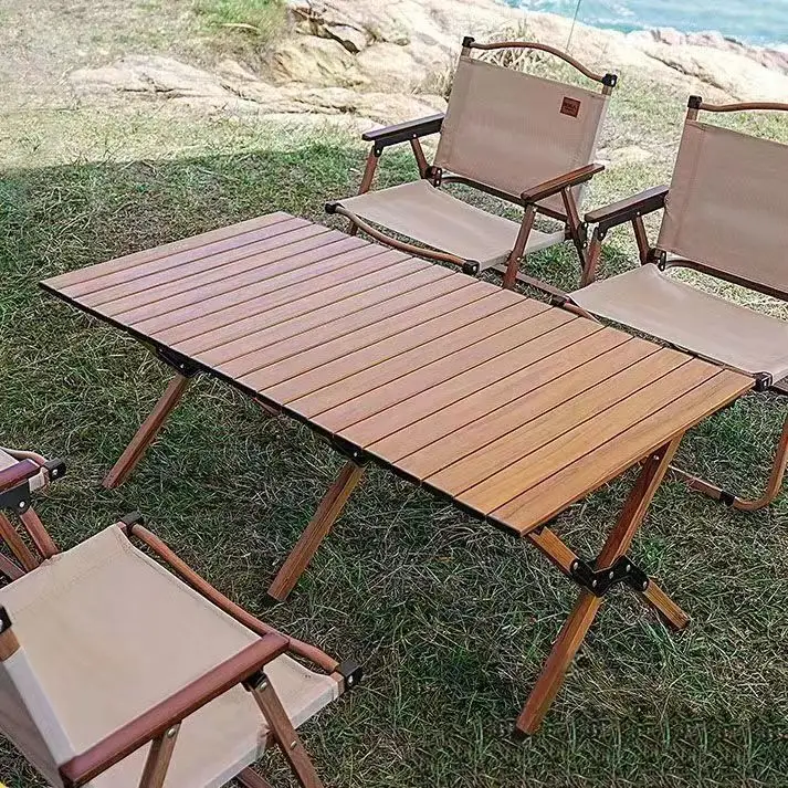 

Outdoor folding tables and chairs Portable ultra light Chicken rolls table Picnic camping light full set of equipment