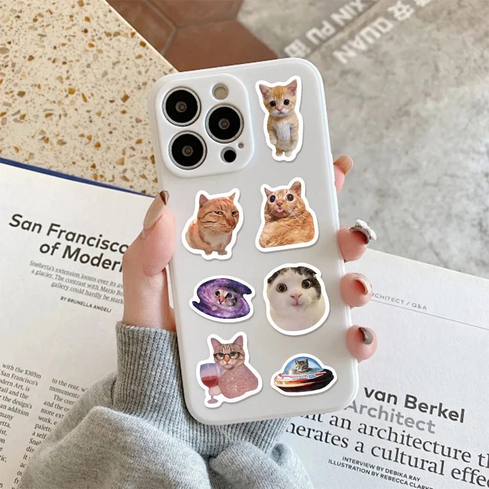 500 قطعة ملصقات مكافأة على شكل قطة كرتونية 10 مختلفة 2.5 سنتيمتر/1.0 بوصة مواء التعلم مكافأة مجموعة طوابع هدية للحفلات