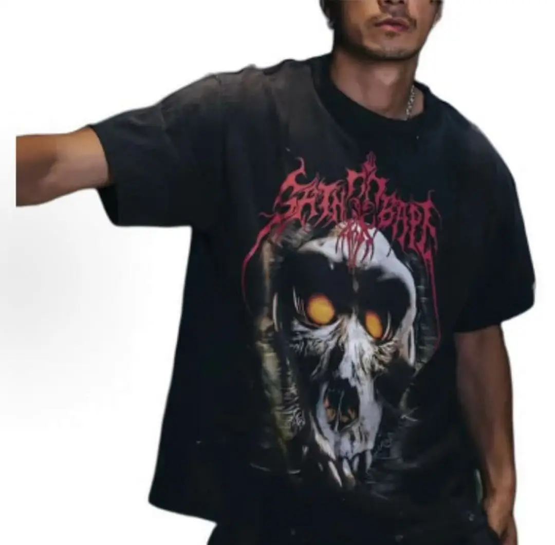 25ss Saint ‌x Gorilla‌ Head Co-brand Printed Women Men T shirts tees Hiphop Oversized Men Casual Cotton Distressed T shirt