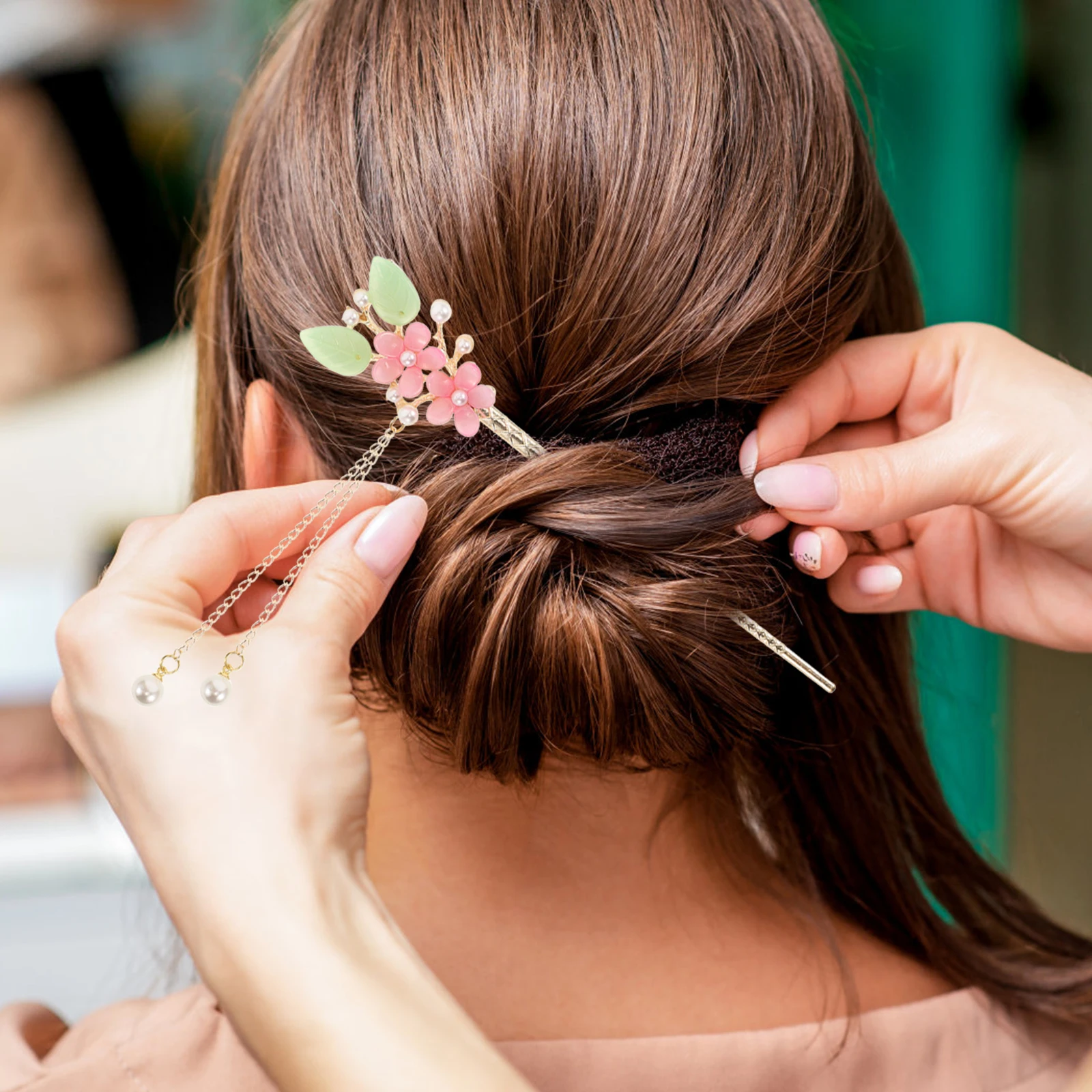 

Hair Bead Hairpin Stick Bun Chopstick Department of Forestry Ancient Flower Women's