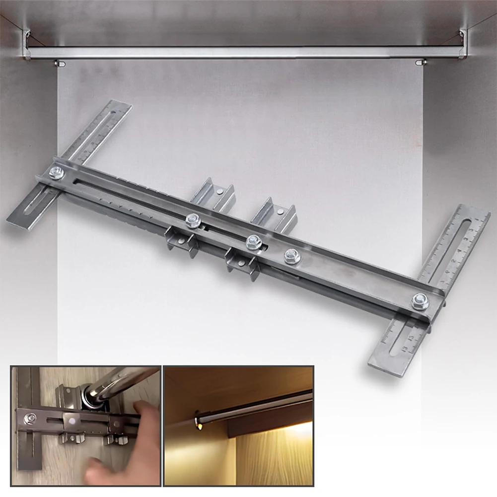 Stainless Steel Punching Positioning Ruler For Wardrobe Hanging Rod Drilling Locator Woodworking Installation Tool 23-28mm