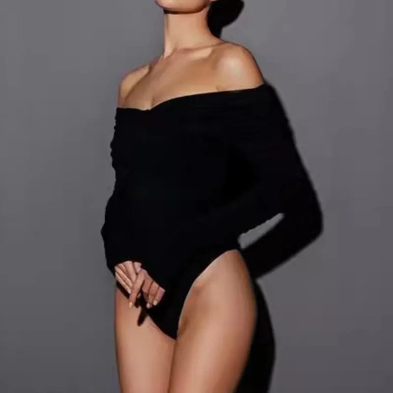 2025 ใหม่ฤดูใบไม้ร่วงผู้หญิงหนึ่งไหล่VคอแขนยาวElegant Jumpsuit Slim Fitสําหรับทุกวัน & Officeสวมใส่