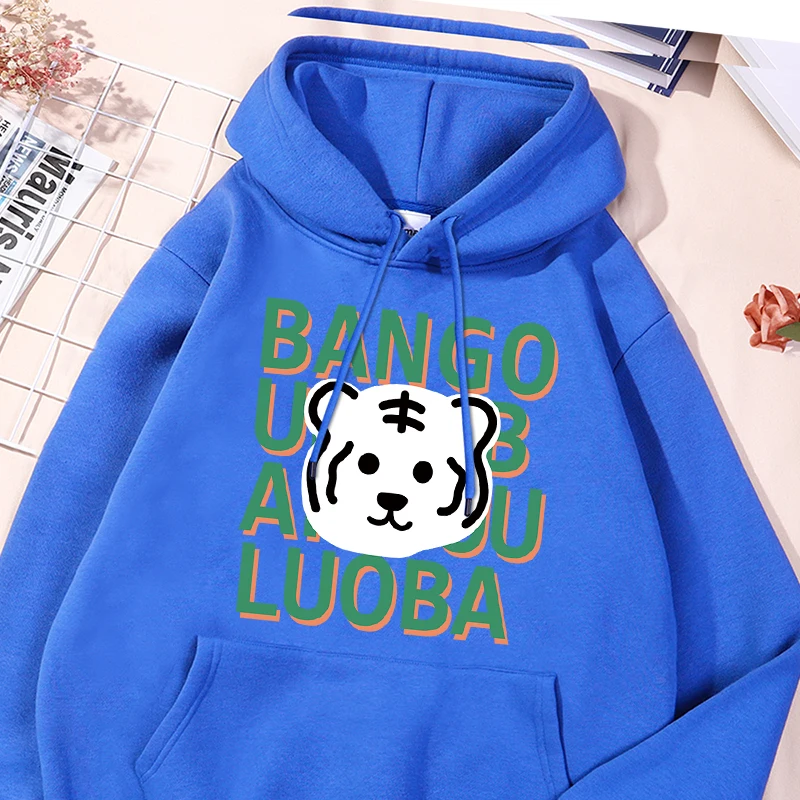 

Cute Tiger Headprint Mens Hooded Warm Fleece Comfortable Hoodies Simple Soft Versatile Hoodie Drawstring Casual Loose Pullover