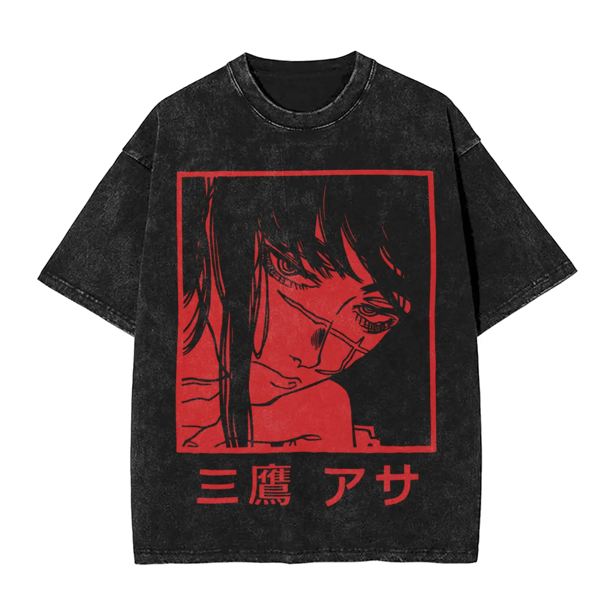 Anime Chainsaw Man Yoru T-shirt Men Women Clothing Oversized T Shirts Gothic Y2k Vintage Washed High Quality Cotton Tees Tops