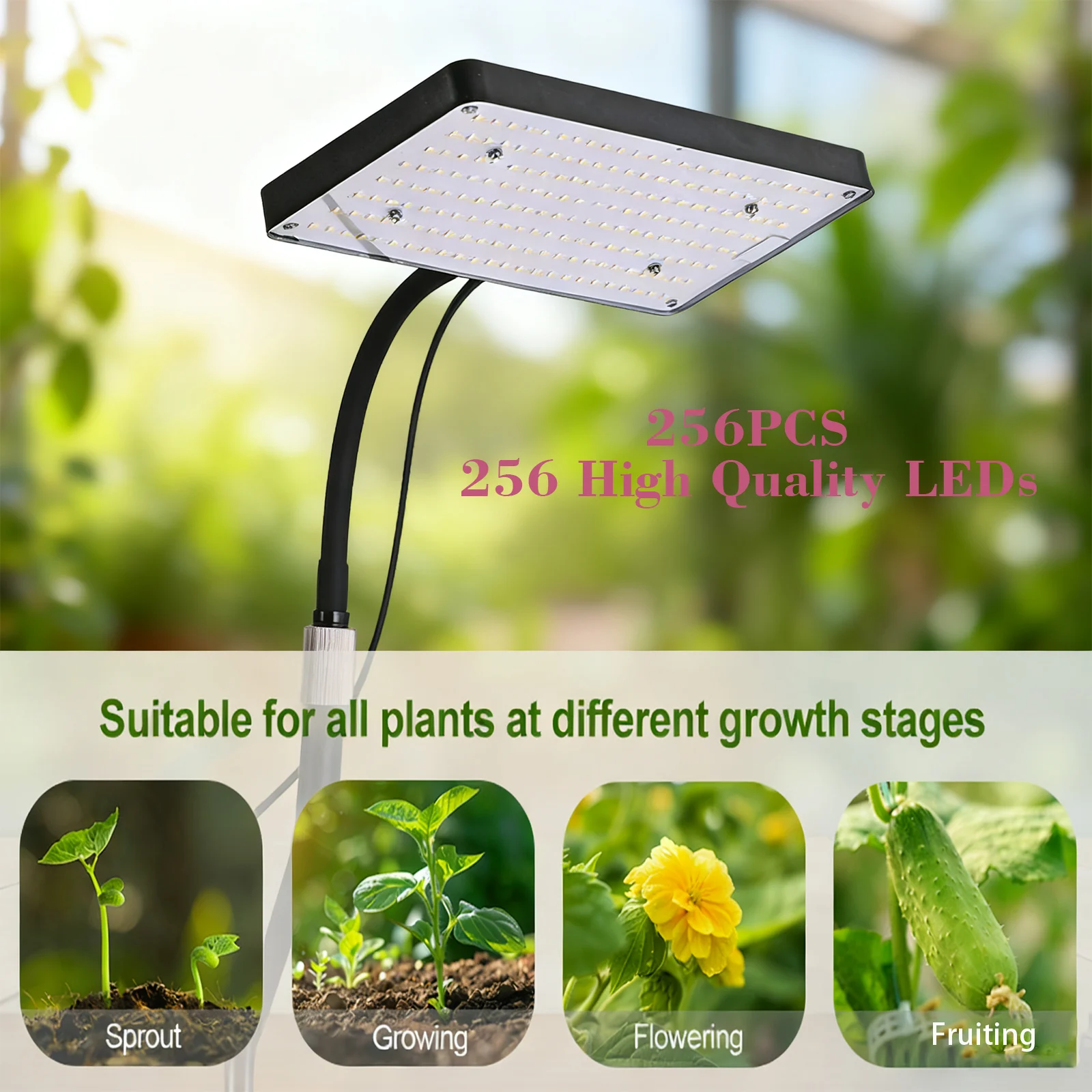 Desk Grow Light with Auto 3/6/12H Timer, Full Spectrum, Indoor Plants, Adjustable Height, 6 Adjustable Brightness Levels