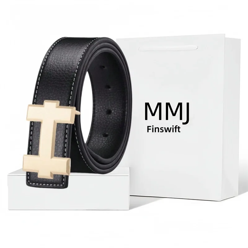 Универсальный мужской и женский ремень с H-логотипом. Модный универсальный ремень с гладкой пряжкой для джинсов. Подходит для молодых работников.