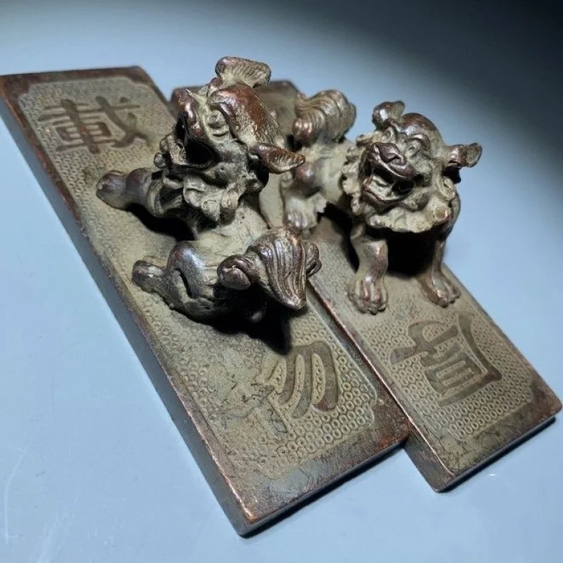 Antique Paperweight Houde Carrier Lion Paper Weight Paperweight Pair of Pressure Bar Pairs of Lions Houde Carrier Paperweight Or