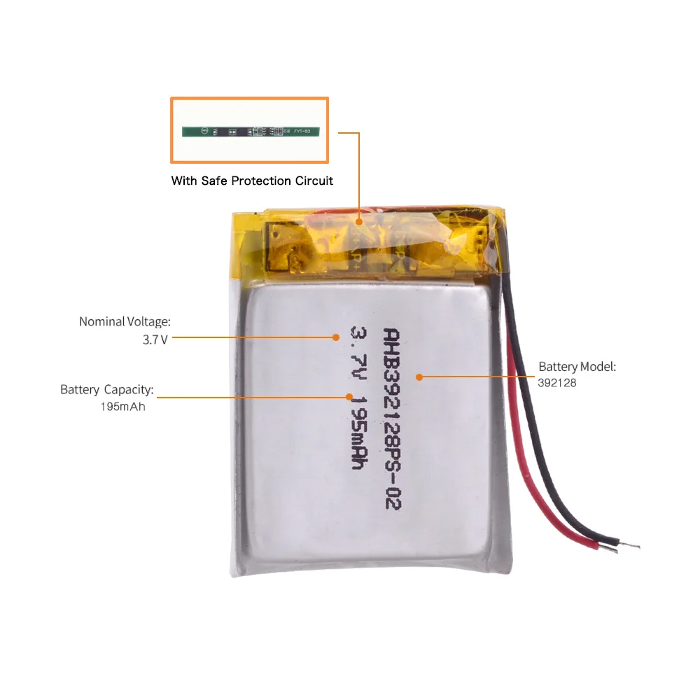 392128   3.7 فولت 195 مللي أمبير بطارية ليثيوم أيون ليبو بوليمر قابلة للشحن ل BT3030 سماعة رأس بخاصية البلوتوث سجل itech اللاسلكية AHB 392128