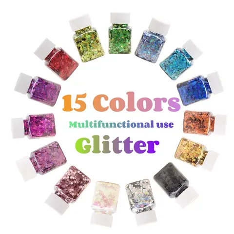 15 Colors Holographic Chunky Glitter 30G/Jar Laser Flakes Nail Glitter For Jewelry Making DIY Sewing Resin Art Craft Sequins