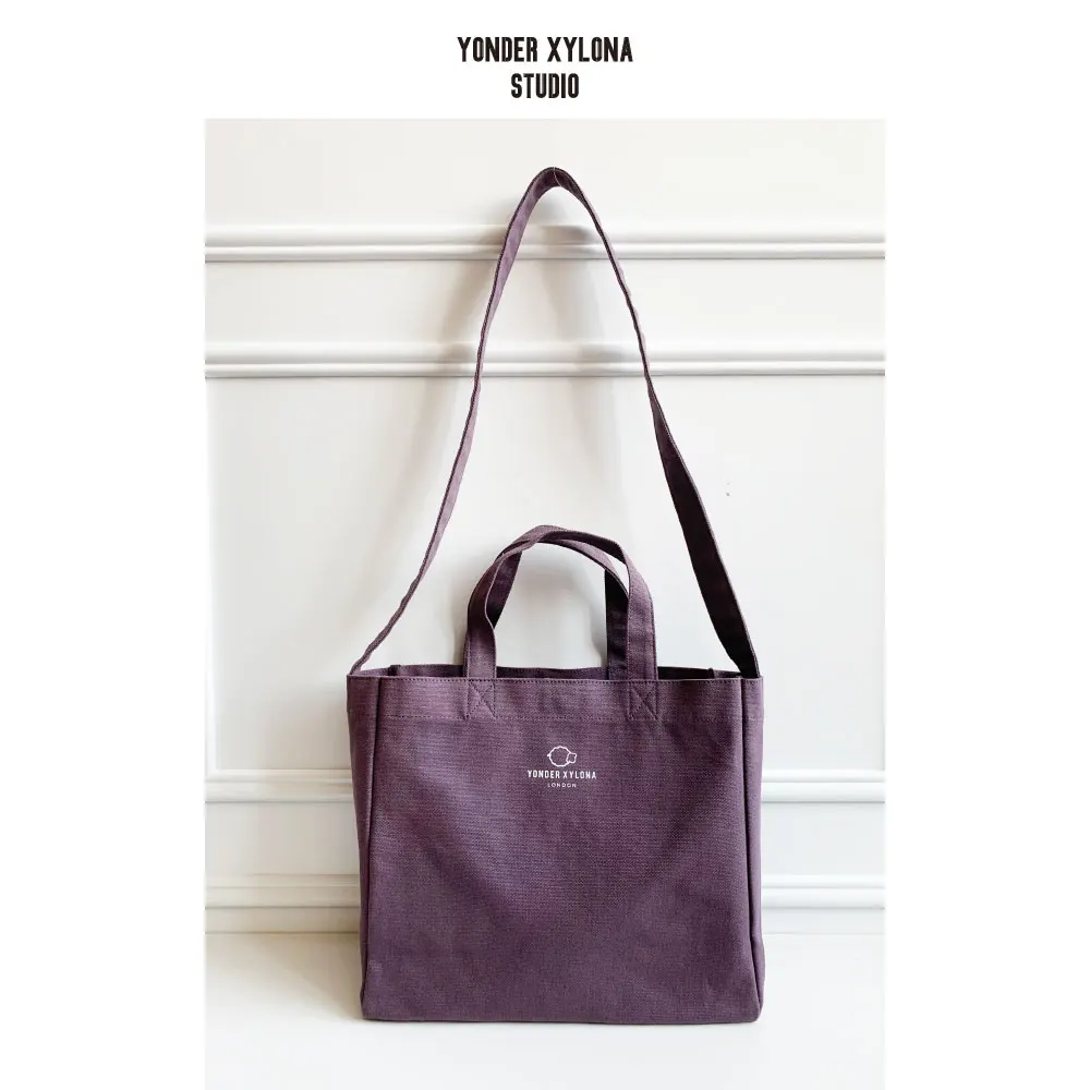 2024 New Arrival Casual Workwear Canvas Tote Bag Purple Fashion Ivy Style Shoulder Bag Daily Unisex Design Amekaji Purple