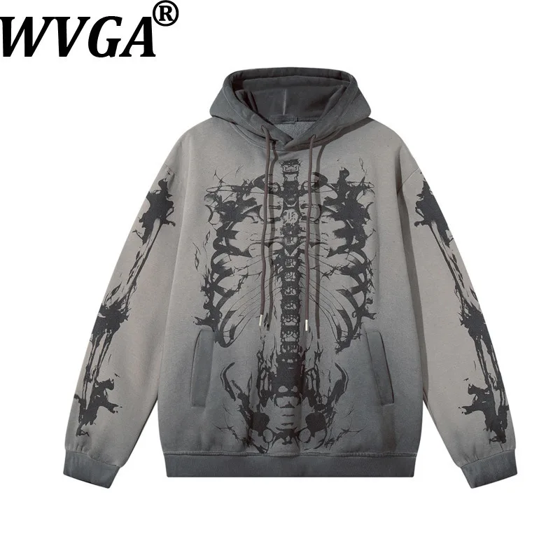

WVGA весна осень новые мужские модные темные толстовки с капюшоном и принтом Tide High Street, шикарные повседневные топы Ins W12249
