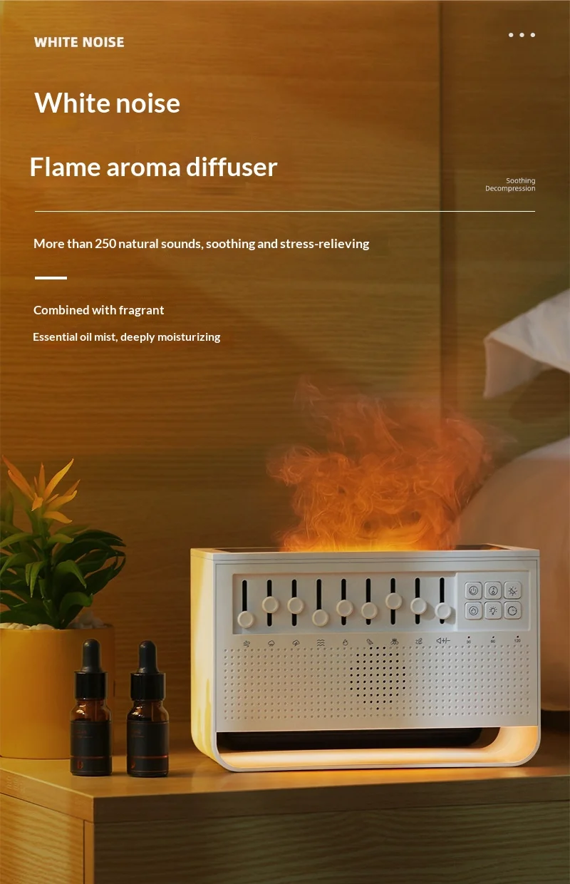 LED White Noise Speaker with 8 Nature Sounds Portable BT Speaker Rechargeable Aroma Diffuser Night Light Diffuser Humidifier