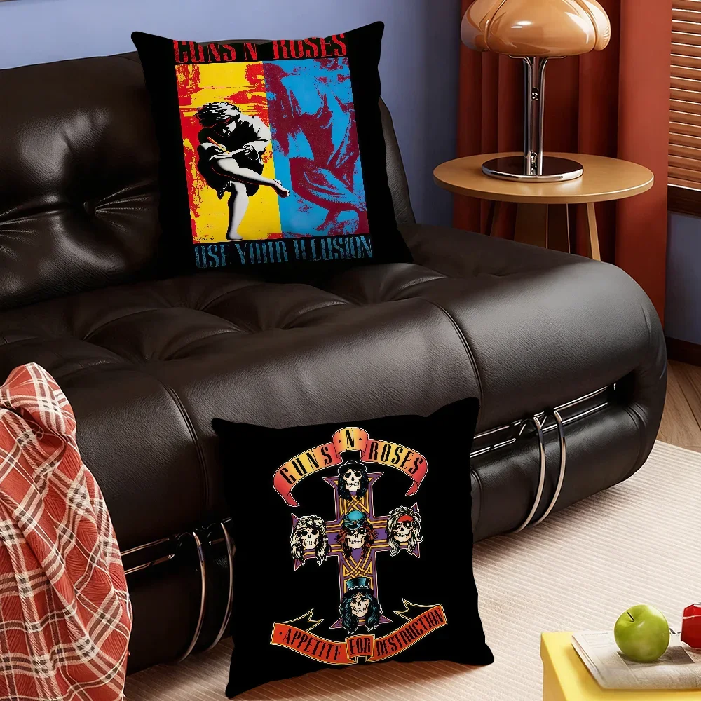 Band G-Guns N R-Roses-S Rock cushion cover Soft Smooth Hidden Zipper Washable Decorative Couch Office Housewarming Gift