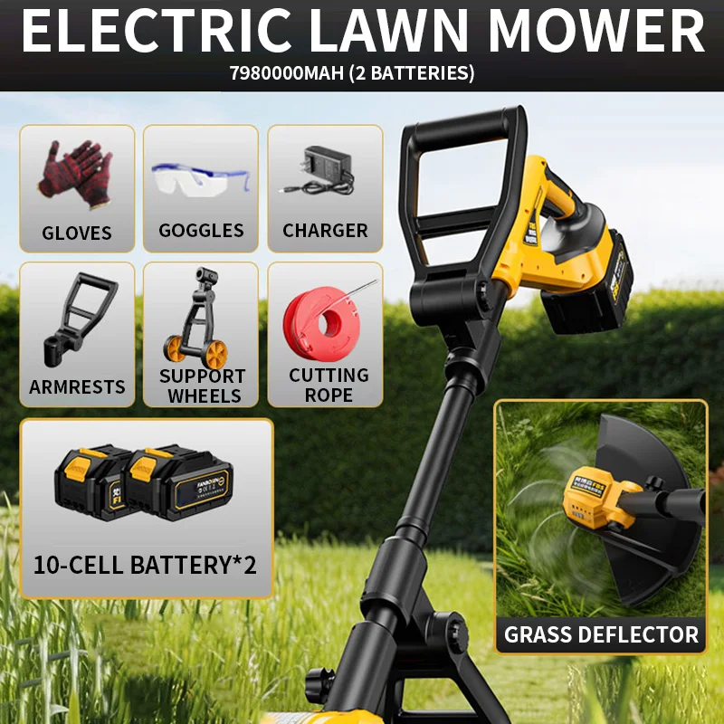 Push‑Assisted Grass Trimmer with Roller Wheel Yard Edge Lawn‑Cutting Apparatus Courtyard Turf‑Trimming Equipment