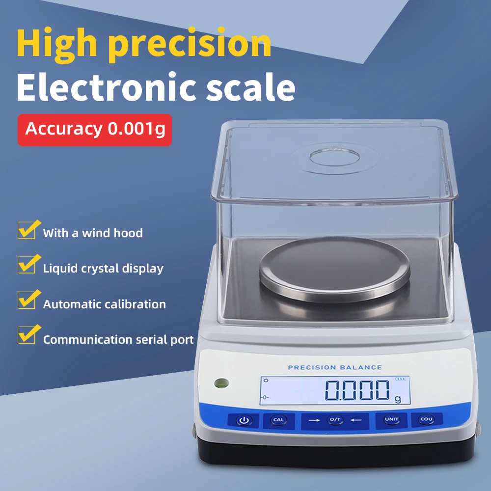 500G 0.001G High Precision Electronic Balance Lab Analytical Balance Scale Kitchen Jewelry Weighing Scales with RS232 Port