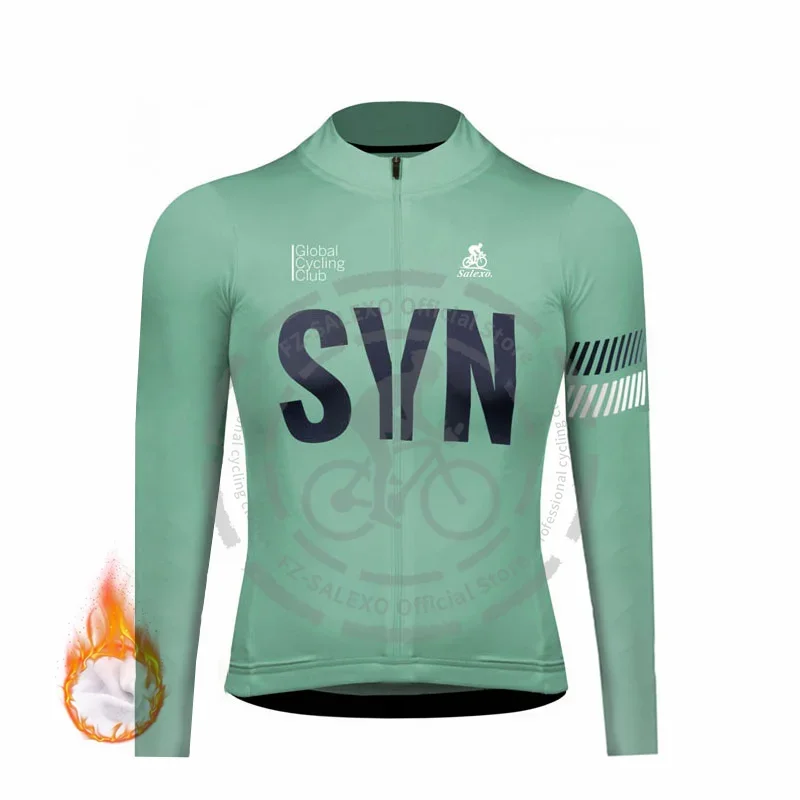 SYN Winter Cycling Jacket Men Mountain Bike Wear Thermal Fleece Cycling Clothing Long Bicycle Cycling Jersey Maillot Ciclismo