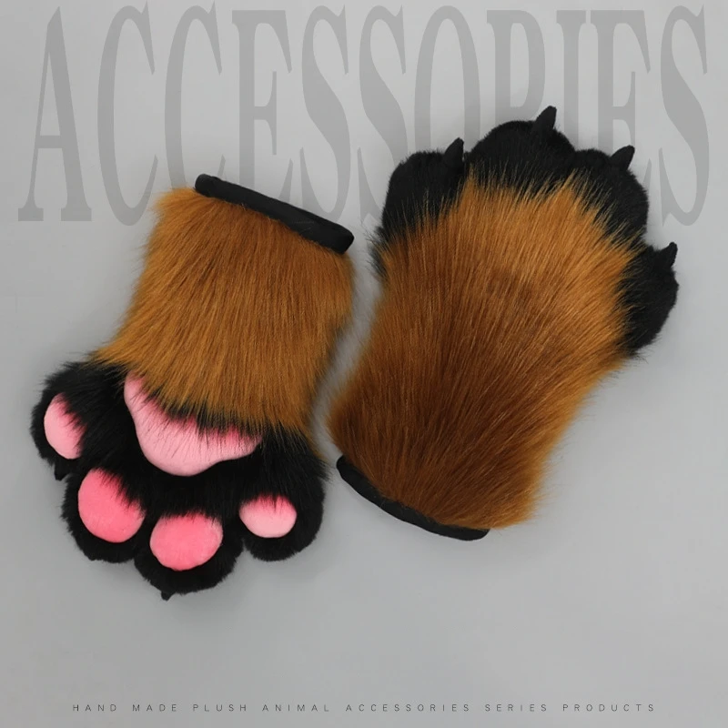 Gants de griffe de chat en fourrure faits à la main, griffe d'ours en peluche, gants de griffe d'ongle d'anime chaud, accessoires de costume de cosplay mignons, 1 paire