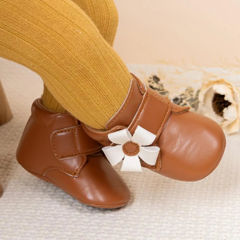 

Newborns Fashion Anti-Slip Flowers Baby Princess Shoes First Walkers Toddler Shoes Mid-Top Protection Baby Girl Soft Waterproof