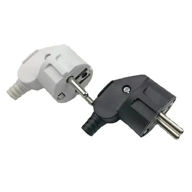 Black White 16A Elbow Ground EU Wiring Power Plug German France Assembly Power Cord Connector Plug Russia Detachable Schuko Plug
