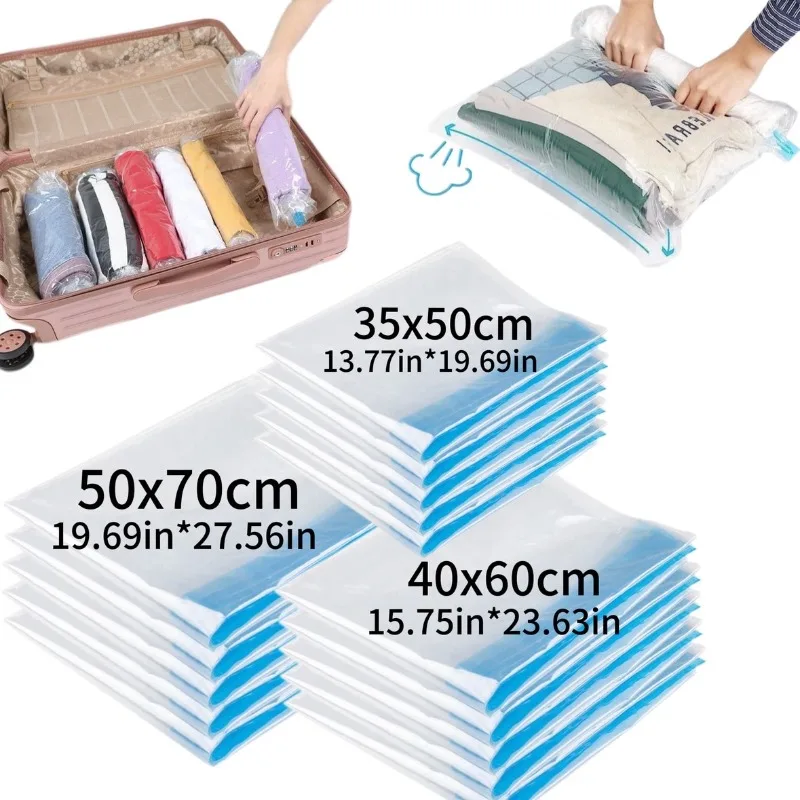 6-12pcs Clothes Compression Storage Bags Hand Rolling Clothing Vacuum Bag Packing Sacks Travel Space Saver Bag for Luggage Seal