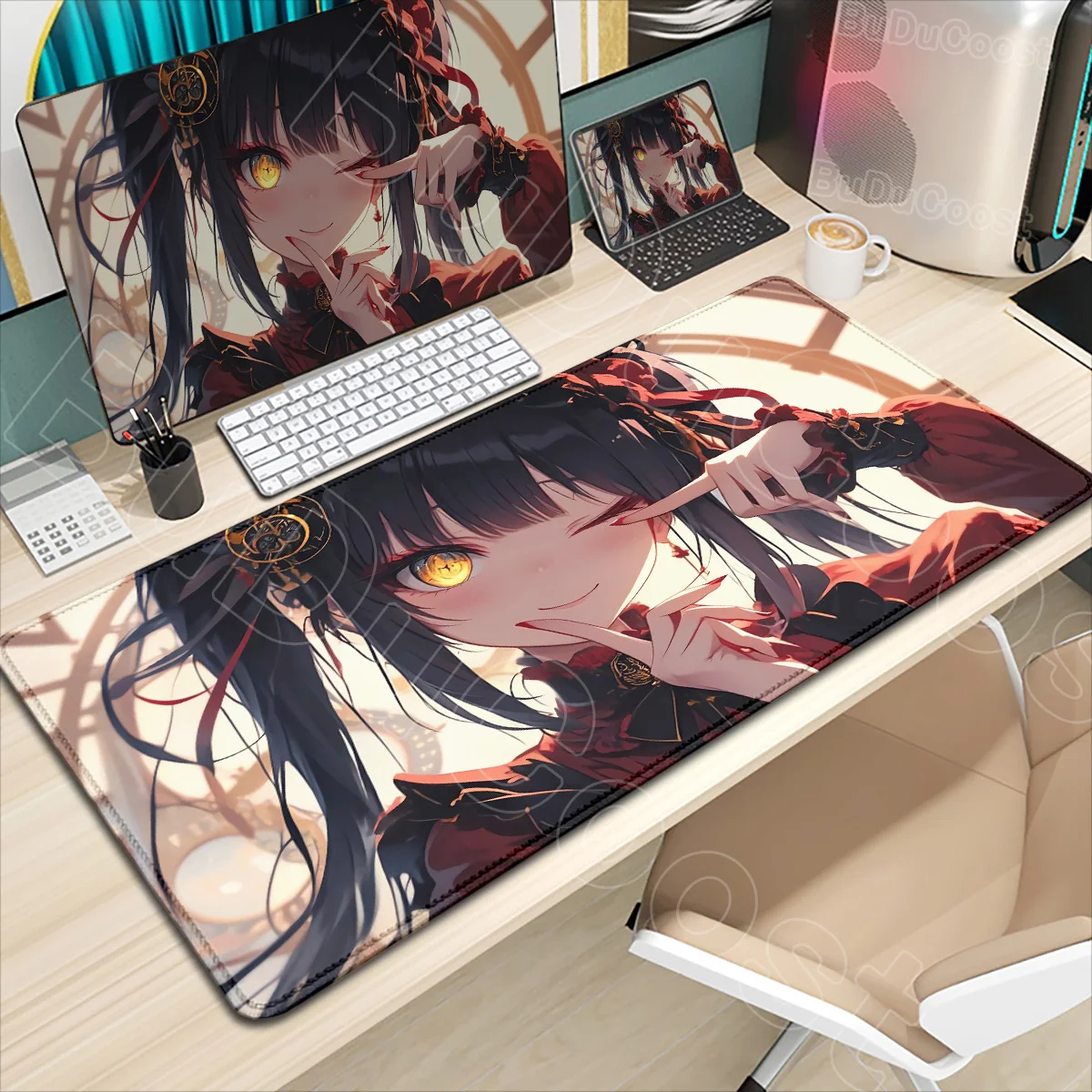 

HD Cute Girl Large Mousepad Anime Date A Live Mouse Pad Laptop Gaming Accessories Keyboard Desktop Tokisaki Kurumi Toka Yatogami