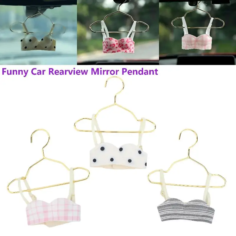 Creative Mini Bra Car Rearview Mirror Hanger Funny Cute Car Interior Decoration Pendant Lovely Auto Ornament Gift for Girls