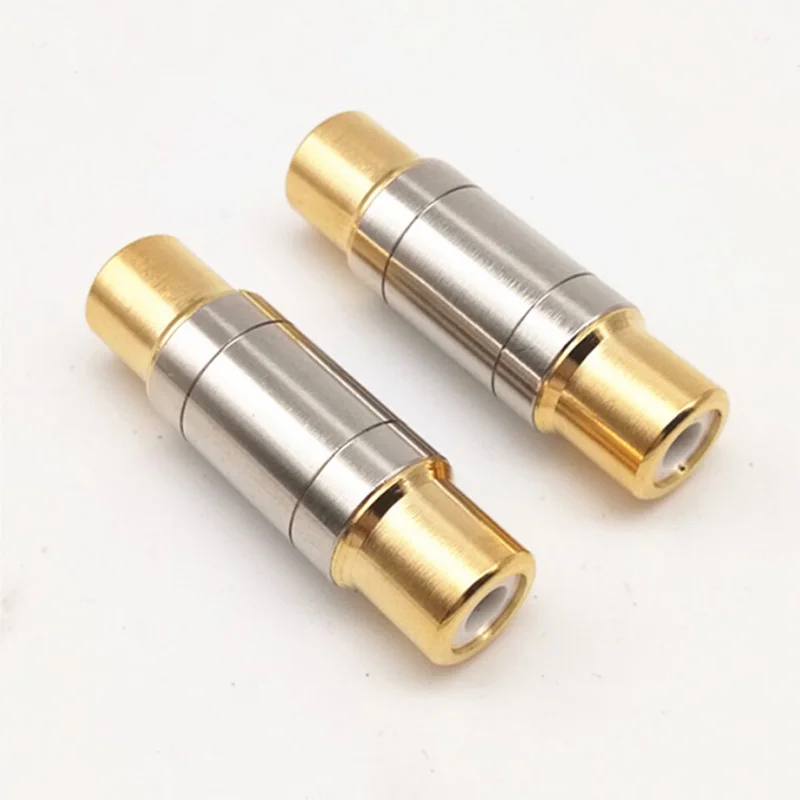 2pcs/lot Gold Plated Speaker Cable Extender  Dual   Female to Female Jack Socket Straight Adapter RCA Connectors