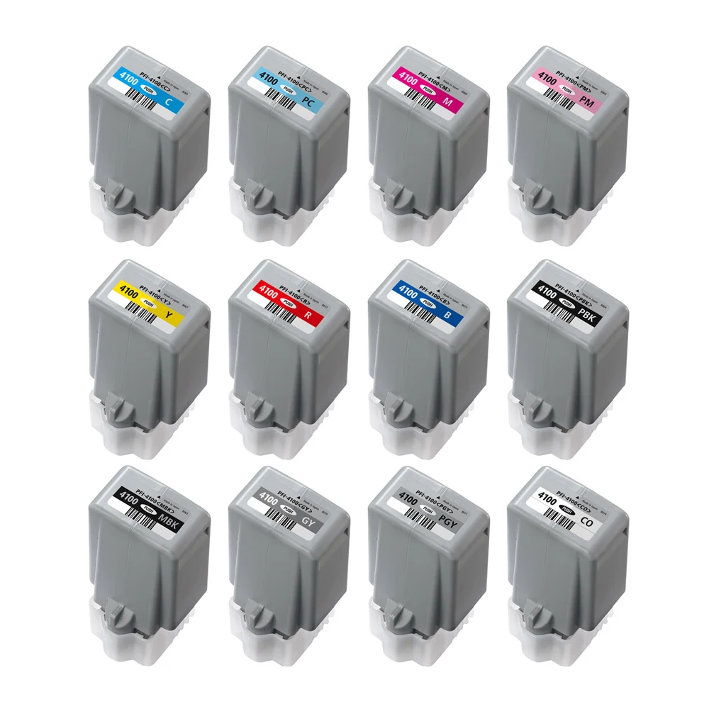 12PC/Set 80ML For Canon PFI-4100 PFI4100 Full Ink Cartridge With Pigment Ink For Canon imagePROGRAF Pro-1100 Printer Ink Tank