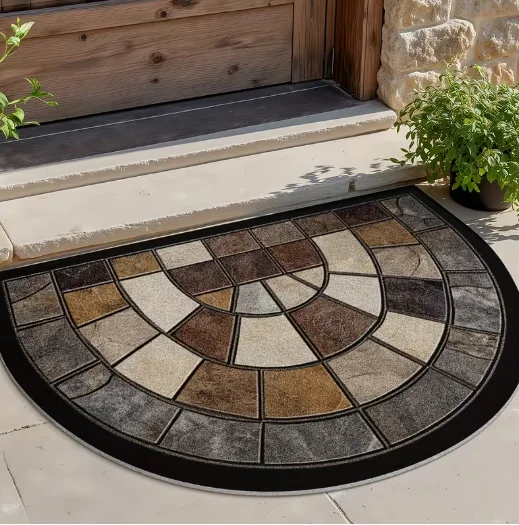 Retro Semi-circular Door Mat, Anti Slip And Suitable For Indoor And Outdoor Use Kitchen Terrace And Balcony Outdoor Door JJ2876
