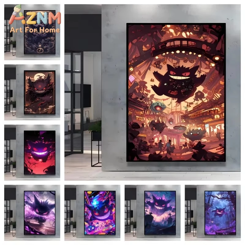 1pc Pokemon Gengar Theme Wall Art Dark Fantasy Style Unique Design It Can Make Your Home Space More Fashionable and Attractive
