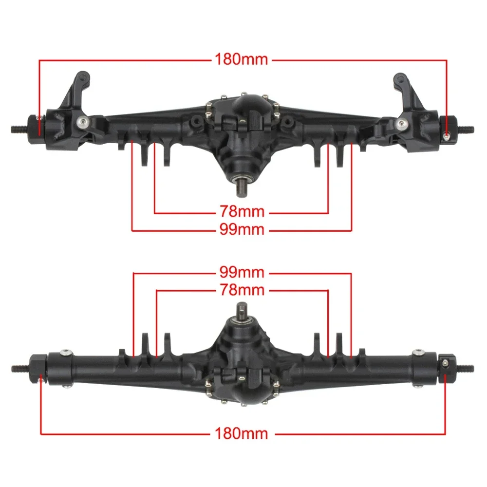 Essieu avant et arrière en aluminium CNC intégré, engrenage biseauté en option, support SOA pour 1/10 RC Inoler Rig SCX10 II 152 Endflats CC01