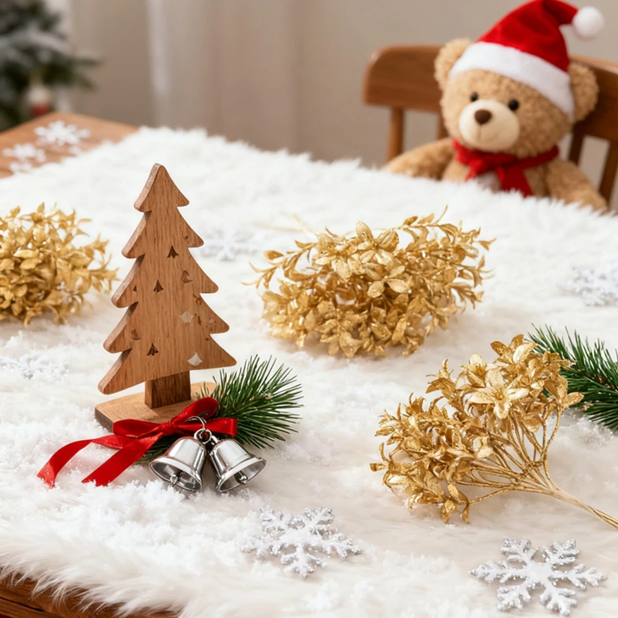 2/4pcs Artificial Flowers Plant Home Christmas Tree Wedding Table Centrepiece Decorations Delicate Accessory Clearance DIY Gifts