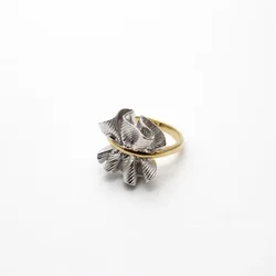 S925 Sterling Silver Japan Retro Irregular Pleated Ring Stacked Special-shaped Texture Opening Color Matching Index Finger