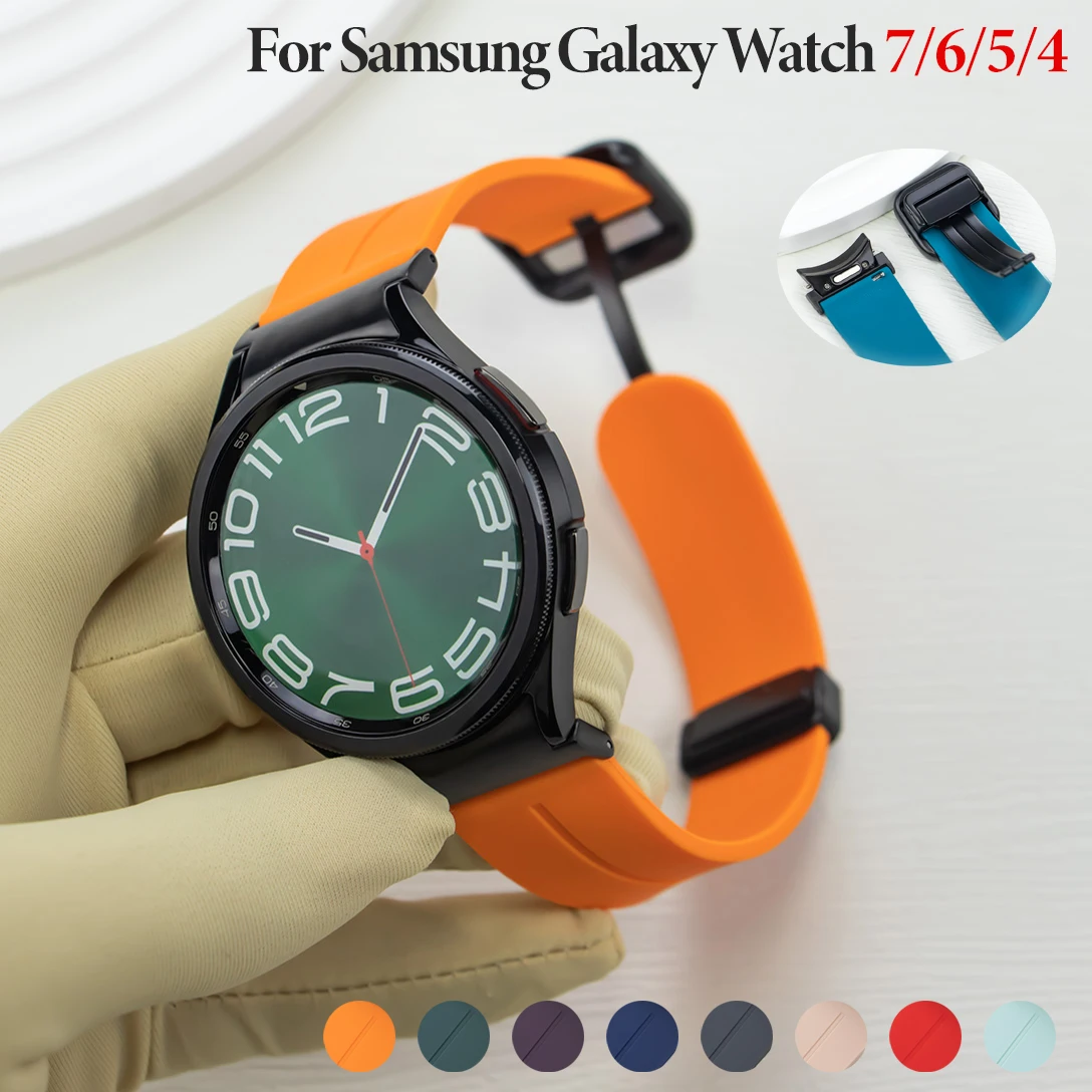 Tali Silikon untuk Jam Tangan Samsung Galaxy 7 6 5 4 40/44Mm Gelang Jam Tangan Olahraga Magnetik Gelang Jam Tangan Galaxy Pas Cepat 6 Klasik
