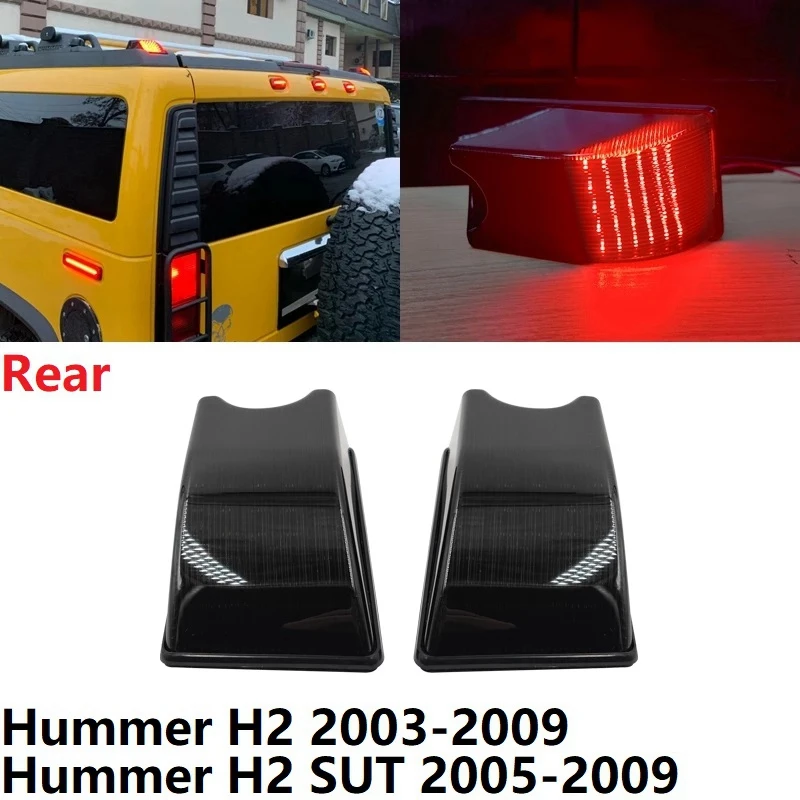 2X Smoked Lens Rear Red Led Cab Roof Lamp Side Marker Lights for Hummer H2 2003-2009 SUT 2005-2009 15060524