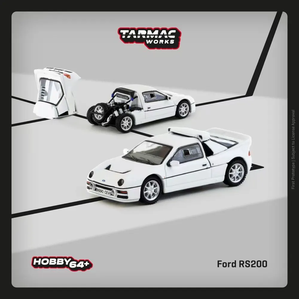 PreSale TW 1:64 Ford RS200 White Diecast Car Model Collection Toys Tarmac Works