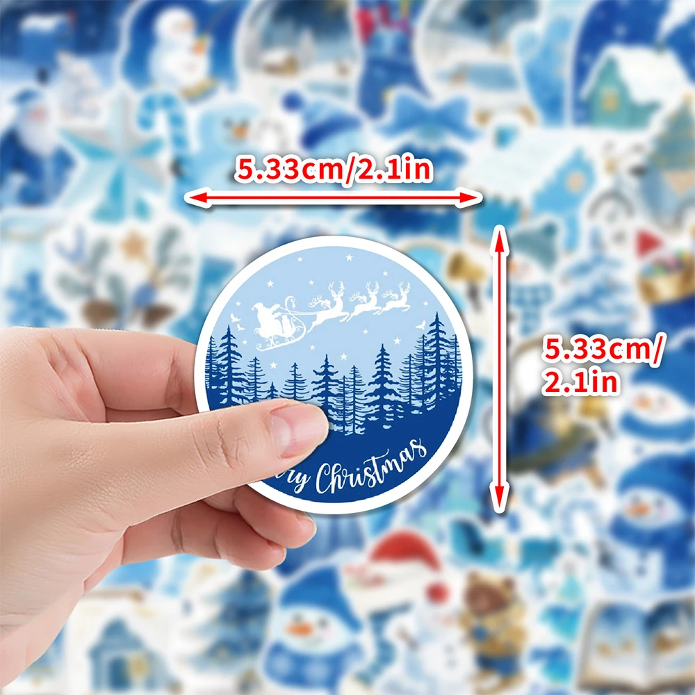 

10/30/50pcs Cartoon Blue Ice Snow Christmas Stickers Cute Snowman Graffiti Sticker DIY Scrapbook Laptop Phone Guitar Decals Gift