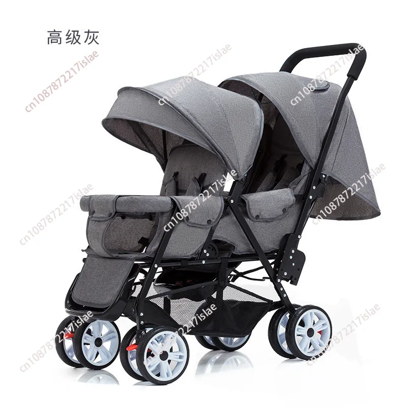 Double stroller can sit and lie down, twin children's light baby walking era travel treasure cart