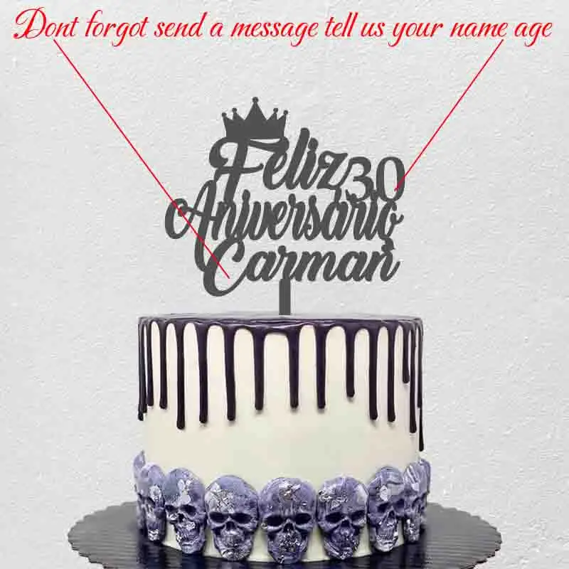 Personalized Birthday Cake Topper Custom Name Age Portuguese Feliz 30 Aniversário For Portugal Birthday Cake Decoration Topper