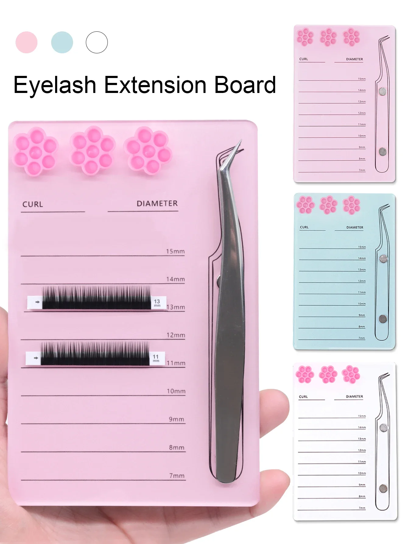 Eyelash Extension Scale Holder Magnetic Acrylic Lash Board With Glue Pallet Cup False Eyelashes Pad Lash Makeup Tools Wholesale
