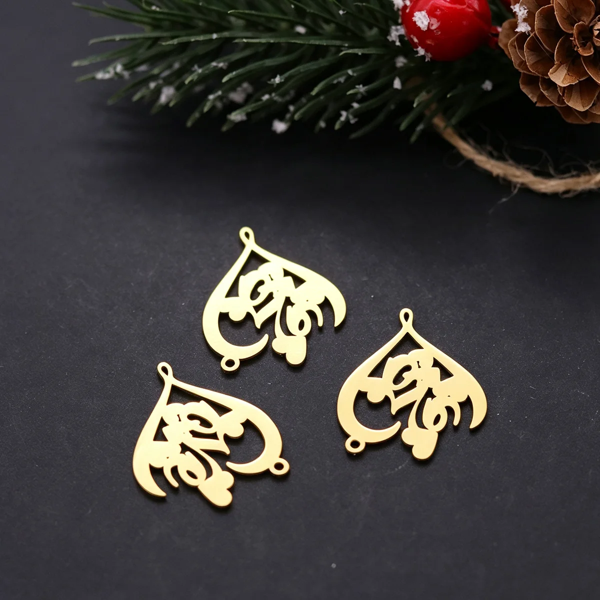 3pcs Fashion Fancy Script LOVE In Heart Frame Stainless Steel Pendants for Handmade Couple Jewelry  Necklace DIY Accessories