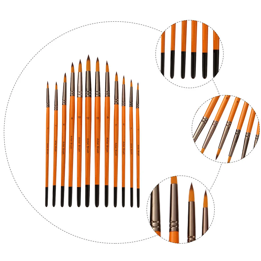 

12Pcs Nylon Hair Paintbrushes Assorted for Acrylic Oil Watercolor Gouache Painting Art Craft Supplies Paint Brush
