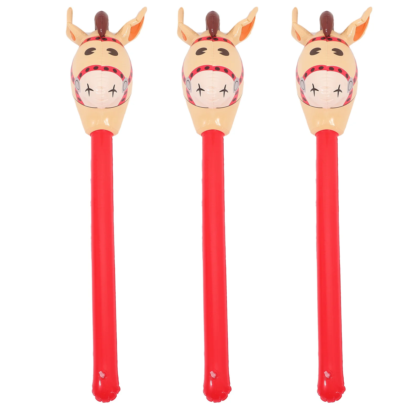 3 Pcs Animal Long Stick Horse Toy Inflatable Outdoor Playset Pool Theme Party Decor Birthday Pvc Supplies Toys Child Balloon