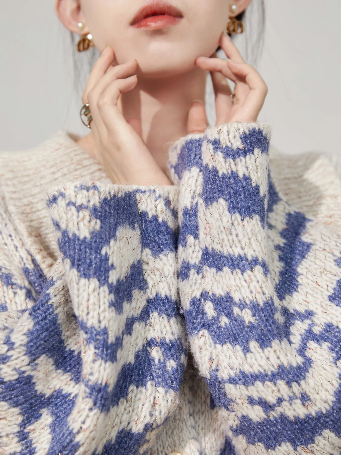 

Lazin Sle Knitted Sweater Women's Faion Spring Turn-down Collar Embroidery Knitwear High-end Small ence