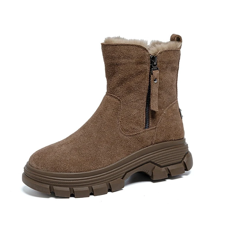 

CICIYANG Snow Boots Women Winter 2025 New Suede Cowhide Ladies Ankle Boots Round Head Keep Warm Fluff Women's Booties Handmade