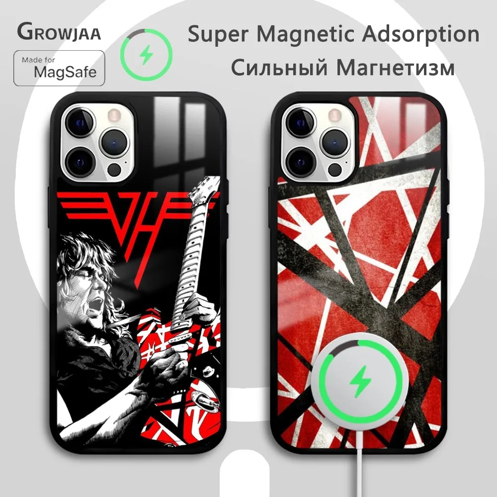 E-Eddie Van Halen Graphic Guitar Phone Case For iPhone 16 15 14 13 12 11 Pro Max Plus Mini New Magsafe Mirror Wireless Magnetic