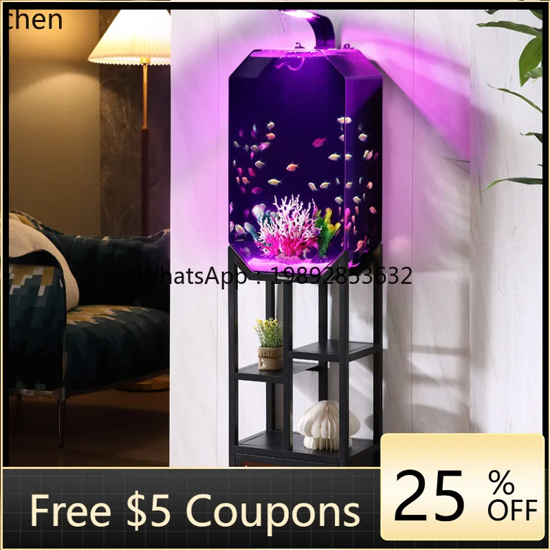 

Acrylic Fish Tank Small Living Room Ecological No Water Change Fish Tank Vertical Floor-standing Household Fish Tank