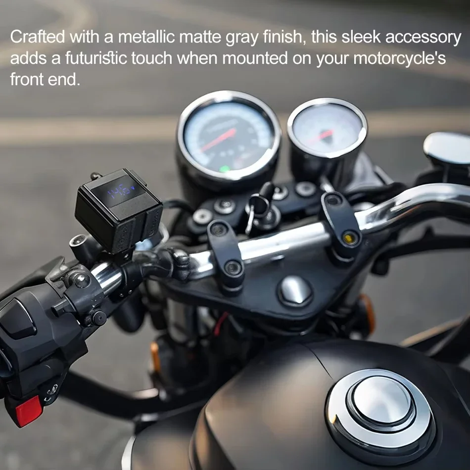 Motorcycle USB Charger 100W Bidirectional Fast Charging IPX7 Waterproof Voltmeter Handlebar & Mirror Mount Compatible for Moto