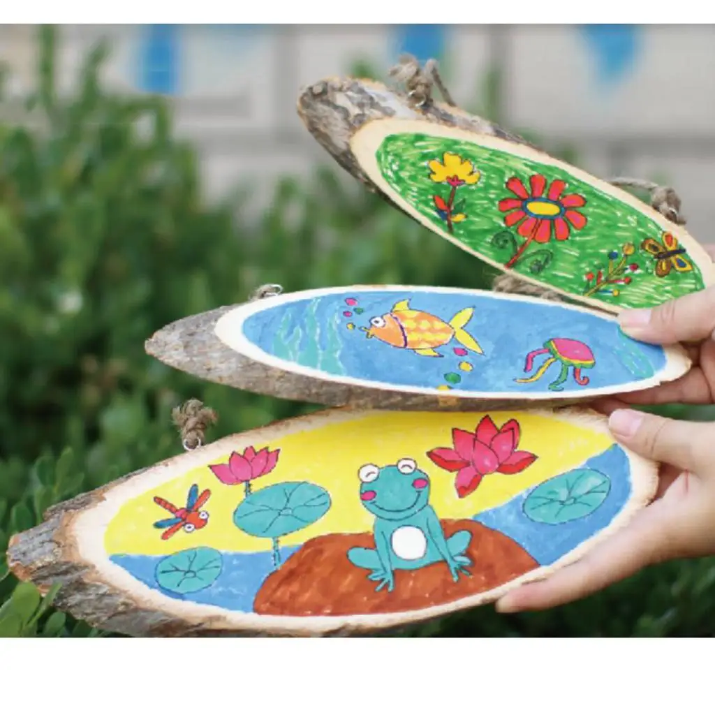 شرائح شجرة كبيرة بيضاوية من الخشب الطبيعي، لوحة زخرفية، ديكورات تسليح ريفية #3